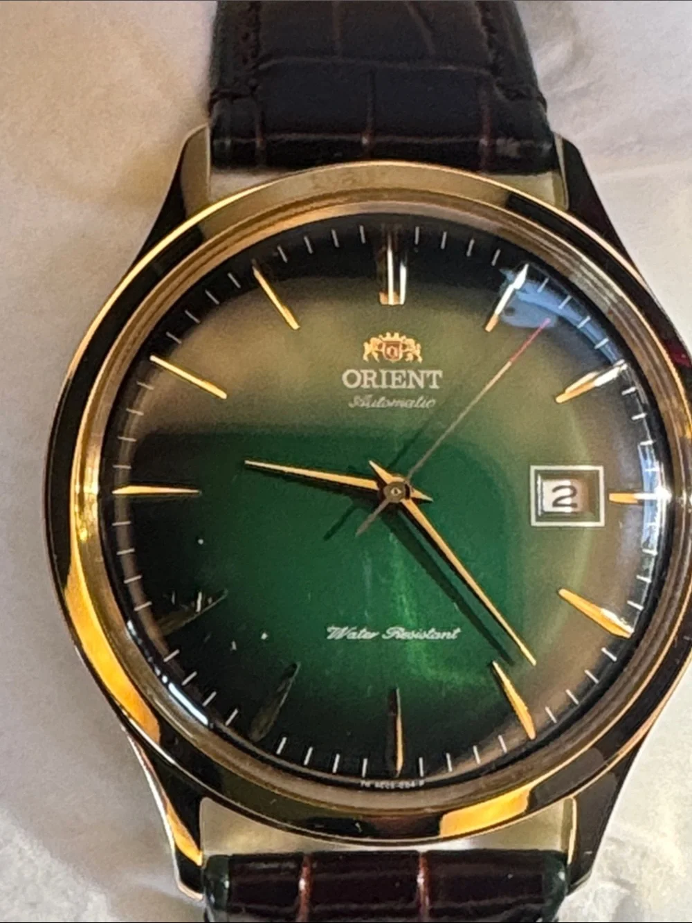 NEW Orient Bambino V4 Green Dial Automatic Watch TAC08002F0 Rose Gold Men’s - Picture 2 of 9